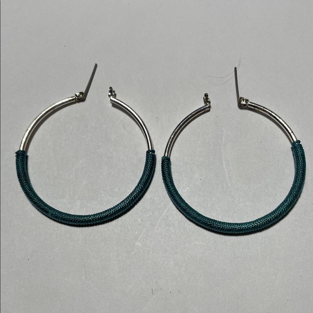 Teal Wrapped Hoop Earrings